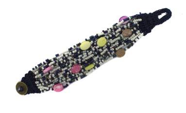 BRACELET RAYON BUTTONED UP WITH BEADS STONES