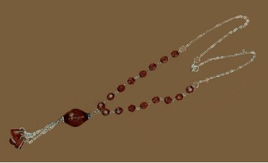 NECKLACE CHAIN WITH TRANSPARENT BROWN STONES WITH