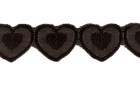 LACE EMBROIDERY COTTON LACE WITH HEARTS BLACK