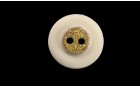 BUTTON POLYESTER WITH GOLD 2 HOLES WHITE