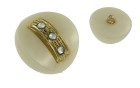 BUTTON PEARL WITH GOLD STRASS WITH SHANK - FOOT WHITE