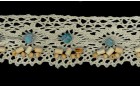 LACE COTTON WITH WOODEN BEADS - STONES ECRU