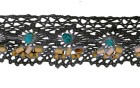 LACE COTTON WITH WOODEN BEADS - STONES BLACK