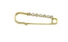 SAFETY PIN WITH PEARLS STRASS GOLD