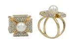 RING FOR ΦΟΥΛΑΡΙ METAL WITH STRASS AND PEARL GOLD