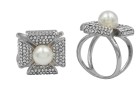 RING FOR ΦΟΥΛΑΡΙ METAL WITH STRASS AND PEARL NICKEL
