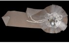 FLOWER ORGANZA WITH STRASS PEARLS PIN WHITE