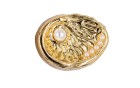 BUTTON METAL WITH SHANK - FOOT WITH PEARLS GOLD