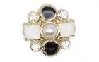 BUTTON METAL WITH ENAMEL BLACK WHITE AND PEARL GOLD