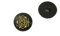 BUTTON POLYESTER BLACK WITH GOLD WITH SHANK - FOOT