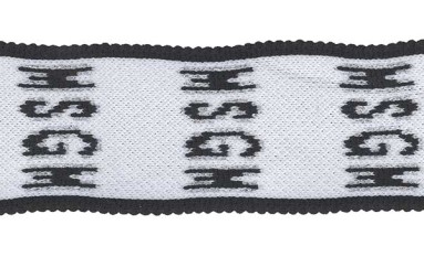 TAPE WITH LOGO AND SILVER METAL YARN