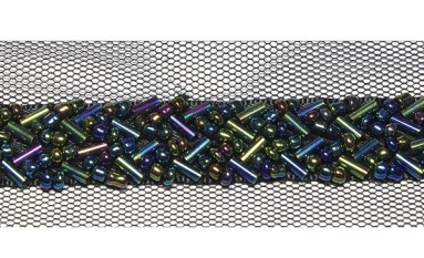 TAPE TULLE WITH COLORED BEADS