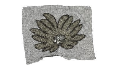 MOTIF EMBROIDERY LEAF TO TULLE WITH BEADS SEQUIN