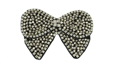 MOTIF BAIZE BOW WITH STONES STRASS SILVER