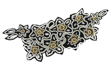 MOTIF SATIN EMBROIDERY WITH BEADS PUNCHED