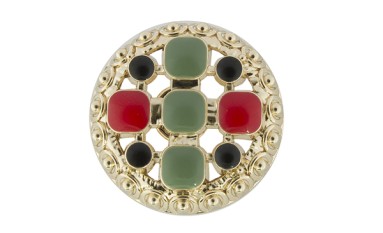 BUTTON METAL WITH SHANK - FOOT WITH GREEN ENAMEL