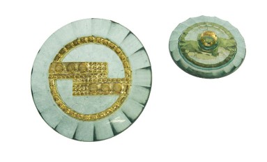 BUTTON TRANSPARENT WITH GOLD WITH SHANK - FOOT