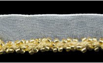 RIBBON ORGANZA WITH BEADS GOLD