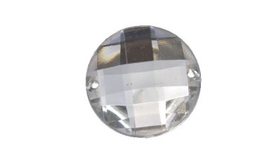 STONE SEWING ROUND CHECK WHITE CRYSTAL