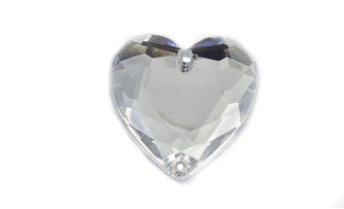 STONE SEWING HEART FLAT WHITE CRYSTAL
