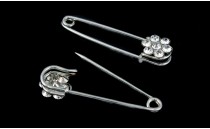 SAFETY PIN DECORATIVE WITH STRASS FLOWER