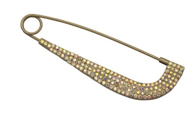 SAFETY PIN DECORATIVE WITH STRASS COLORED