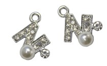 DECORATIVE LETTER N WITH STRASS AND PEARL