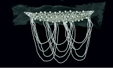 MOTIF EMBROIDERY TO TULLE WITH PEARLS BEADS