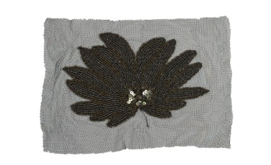MOTIF EMBROIDERY LEAF TO TULLE WITH BEADS SEQUIN