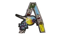 MOTIF LETTER A EMBROIDERY WITH STRASS AND BEADS