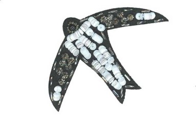 MOTIF SWALLOW EMBROIDERY WITH STRASS AND SEQUINS