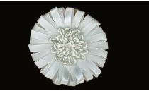 FLOWER FROM SATIN 3 mm WITH RAYON WHITE SILVER