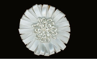 FLOWER FROM SATIN 7 mm WITH RAYON WHITE SILVER