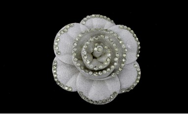 FLOWER CAMELIA FROM LEATHER SNOW WHITE WITH STRASS
