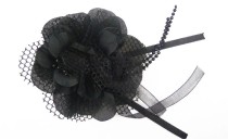 FLOWER PIN WITH PEARLS ORGANZA SATIN