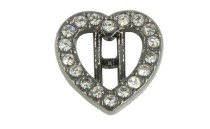 BUTTON WITH SHANK - FOOT METAL HEART WITH STRASS