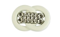 BUTTON WITH SHANK - FOOT METAL SILVER WITH ECRU