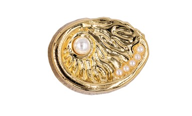 BUTTON METAL WITH SHANK - FOOT WITH PEARLS