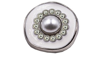 BUTTON METAL WITH SHANK - FOOT SILVER WITH STRASS