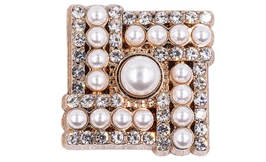 BUTTON WITH SHANK - FOOT METAL WITH PEARLS AND STR