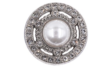 BUTTON WITH SHANK - FOOT METAL WITH PEARL AND STRA