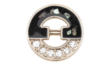 BUTTON METAL GOLD WITH STRASS WITH BLACK ENAMEL