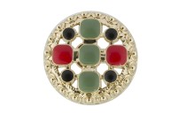 BUTTON METAL WITH SHANK - FOOT WITH GREEN ENAMEL