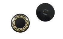 BUTTON POLYESTER BLACK WITH GOLD WITH SHANK - FOOT