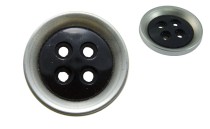 BUTTON SILVER DULL BLACK 4 HOLES